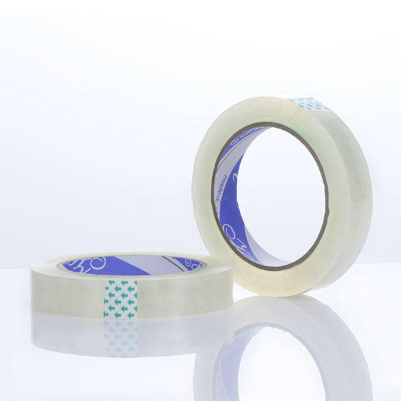 Cinta adhesiva transparente de 12 mm para embalaje de artículos de papelería, cinta adhesiva de embalaje de Bopp