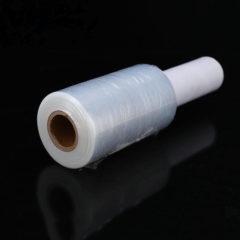 Película de estiramiento de mano mini transparente / envoltura de estiramiento con película de estiramiento de mano con mango de plástico giratorio